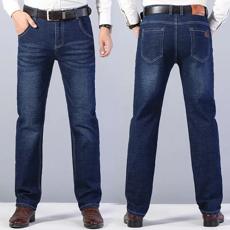 2026 New Men's Stretch Regular Fit Jeans Business Casual Classic Style Fashion Denim Trousers Male Black Blue Gray Pants — image 6