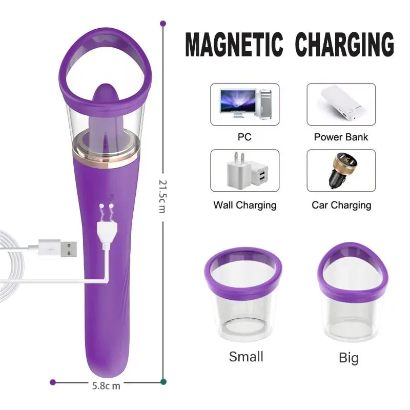 Tongue Licking with Sucking G Spot Vibrator 3 in 1 Sex Toys for Women Powerful Clitoral Nipple Oral Sucker Stimulation Massager — image 4