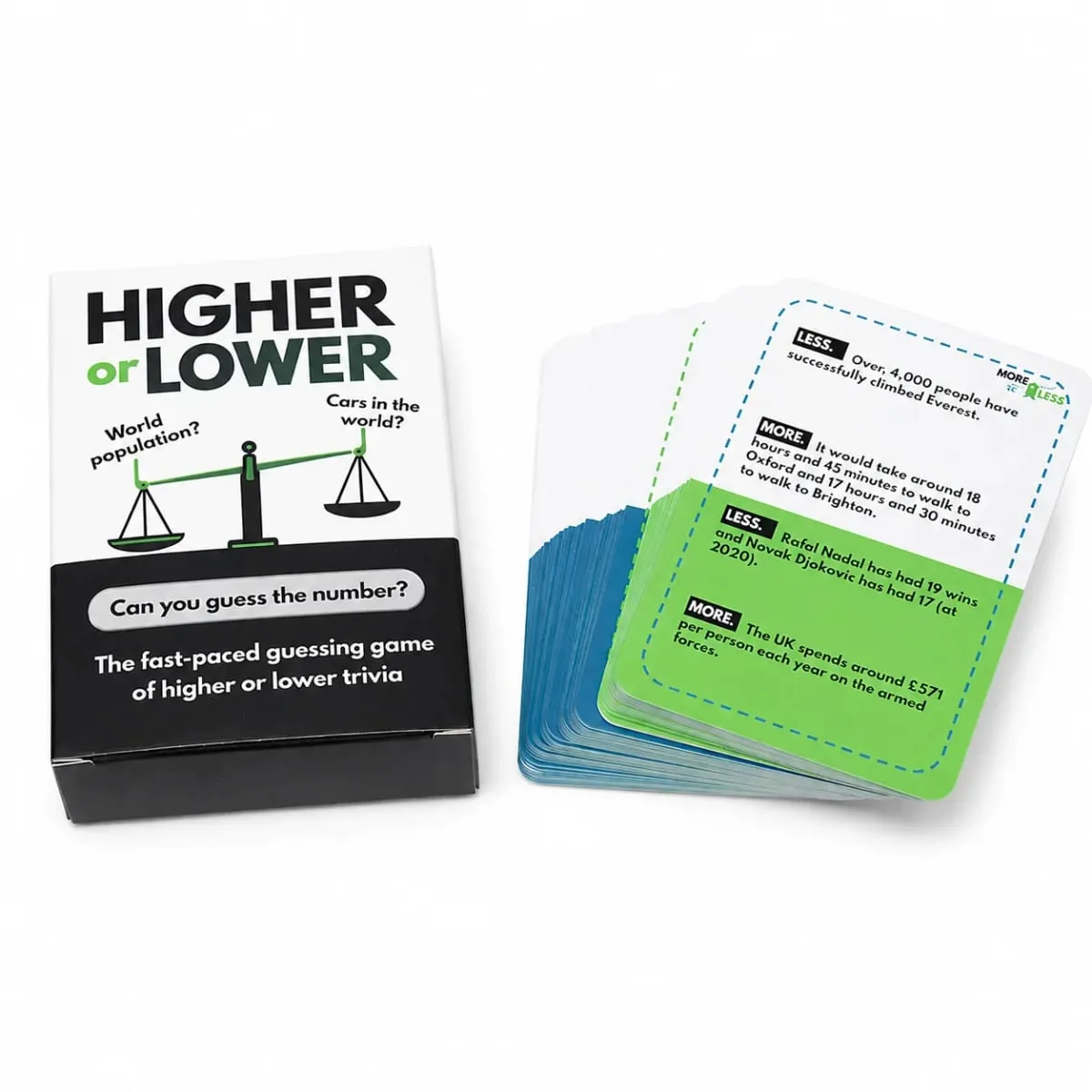 100 pcs cards Higher or Lower Trivia Card Game Fast Paced Guessing Game With Question Cards Compare Facts Choose — image 1