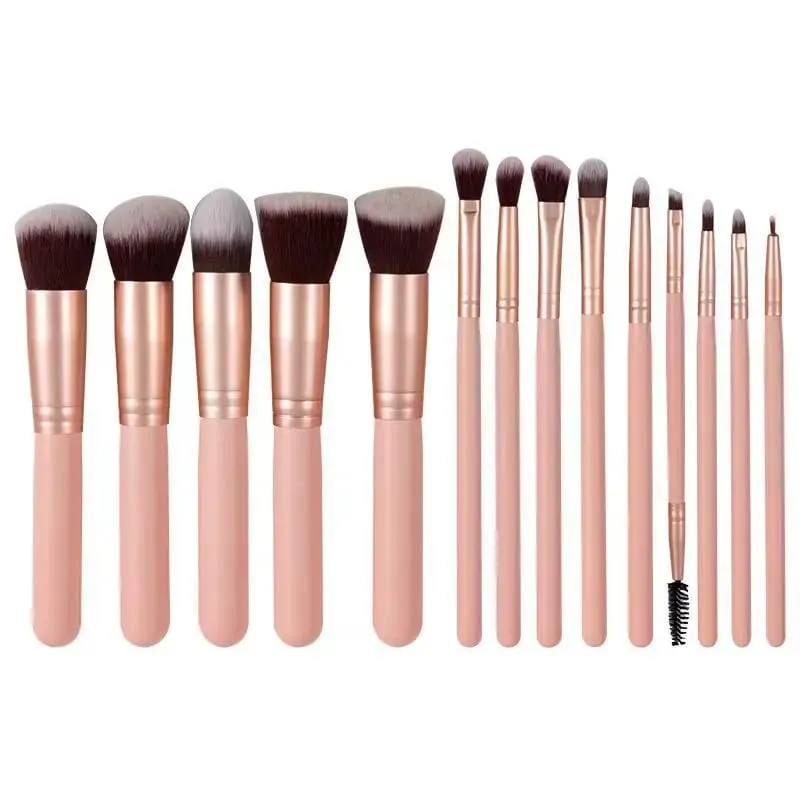 14 PCS Makeup Brush Set With Illuminated Mirror Portable Short Handle LED Light USB Rechargeable Makeup Brushes Kit — image 12