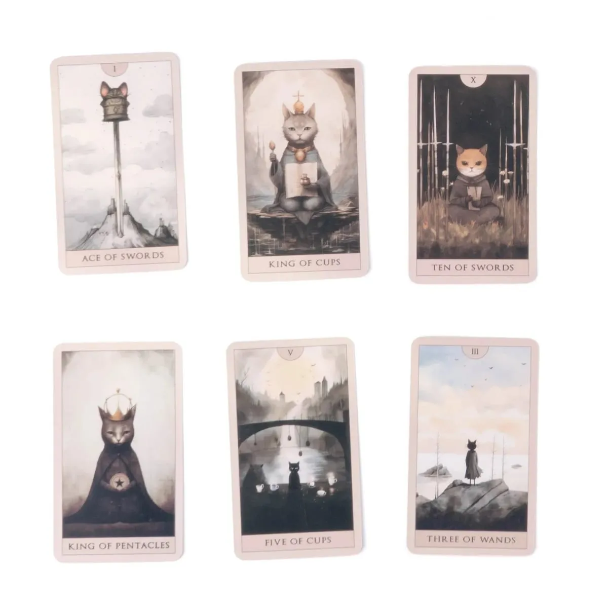 Surrealist Cat Tarot การ์ด - Aesthetic 10.3*6 ซม. 78-Card แปลกพร้อมภาพประกอบพาสเทลอ่อน — image 6