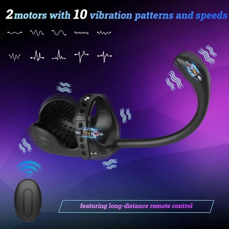 3 ใน 1 Anal Plug Vibrator Testicle Taint Stimulator Vibrating Cock แหวนรีโมทคอนโทรลชายต่อมลูกหมากนวดเพศของเล่นสำหรับคู่ — image 2
