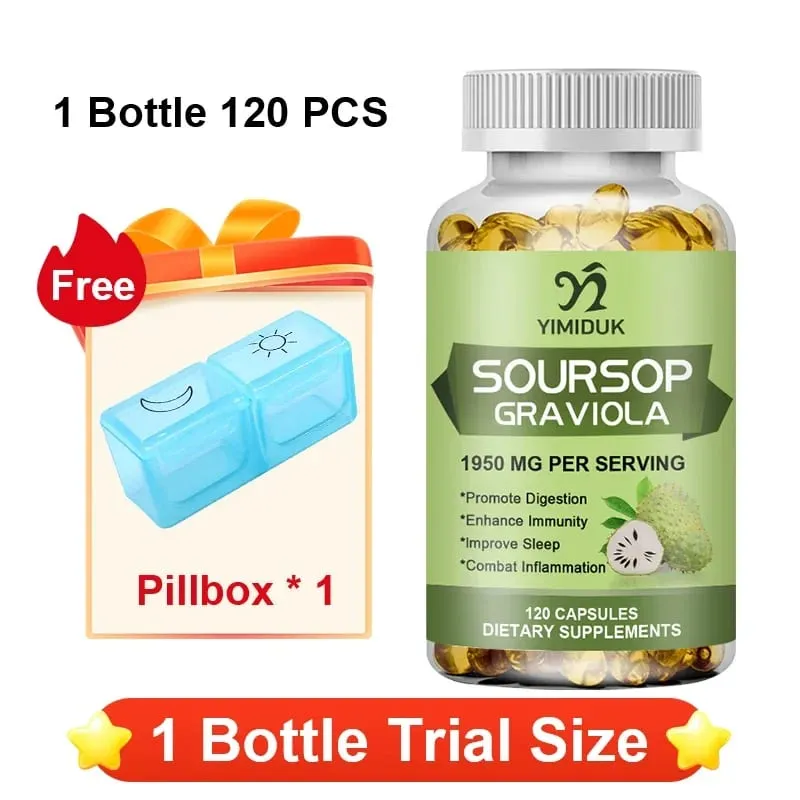 Soursop Graviola 1950mg Capsules Supports Healthy Immune System Digestion Better Sleep & Natural Antioxidant Activity