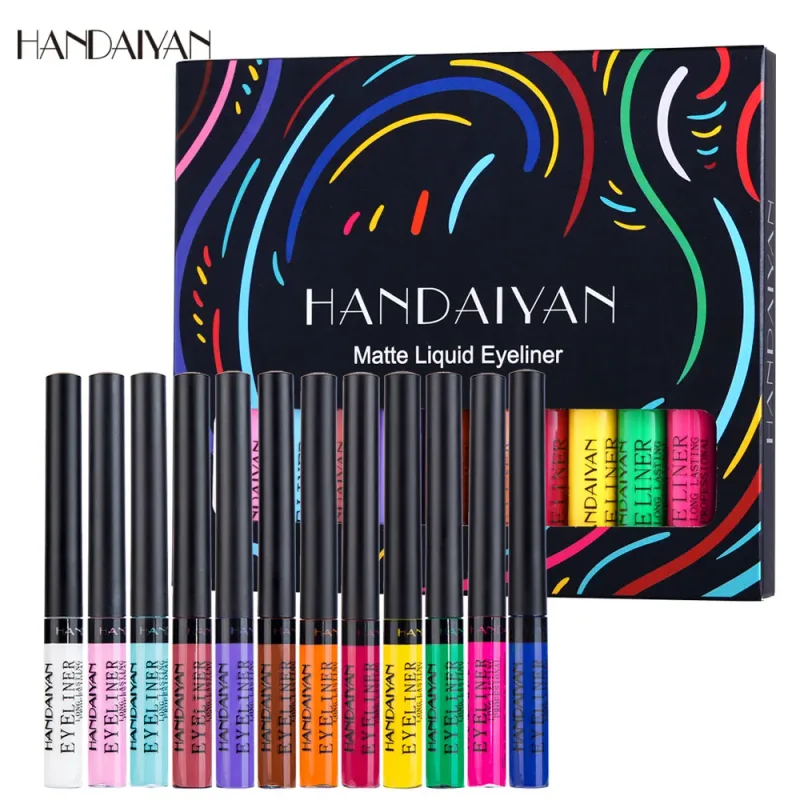 12 Colors Waterproof Eyeliner Pen Set Matte Long Lasting 24 Hours Fluorescent Eye Liner Pencils for Face Makeup Decoration — image 10