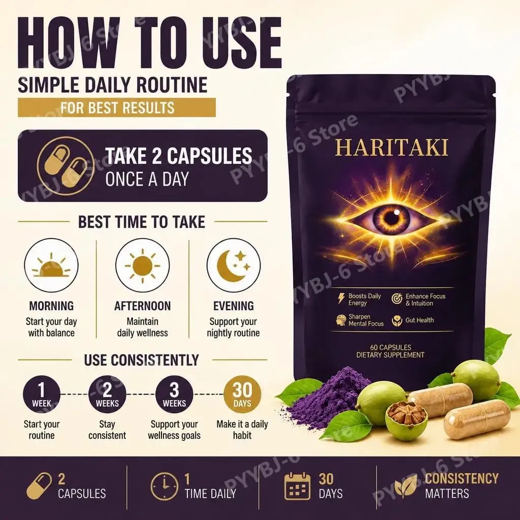 Haritaki Fruit Powder Capsules 500mg Digestive Balance and Gut Health Support Daily Wellness Formula 60 Capsules — image 5