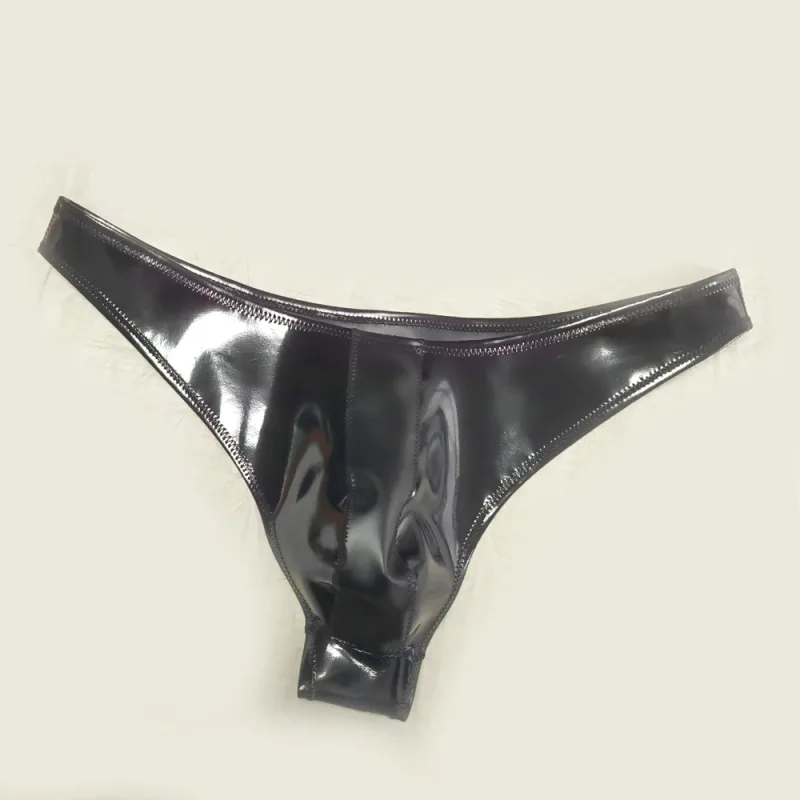 Sexy Men Double Sided PU Hot Short Shiny U Convex Briefs Sexy Lingerie G-string PVC Faux Latex Low Waist Bikini Gay Wear Plus — image 6