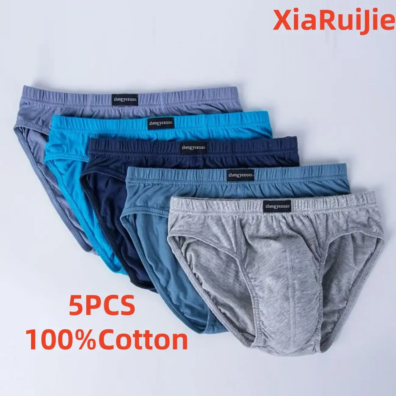 5Pcs/Lot Cotton Underpants for Men Briefs Male Underwear Knickers Panties Pant Shorts Sexy Undies in Sizes XL to 6XL — image 1