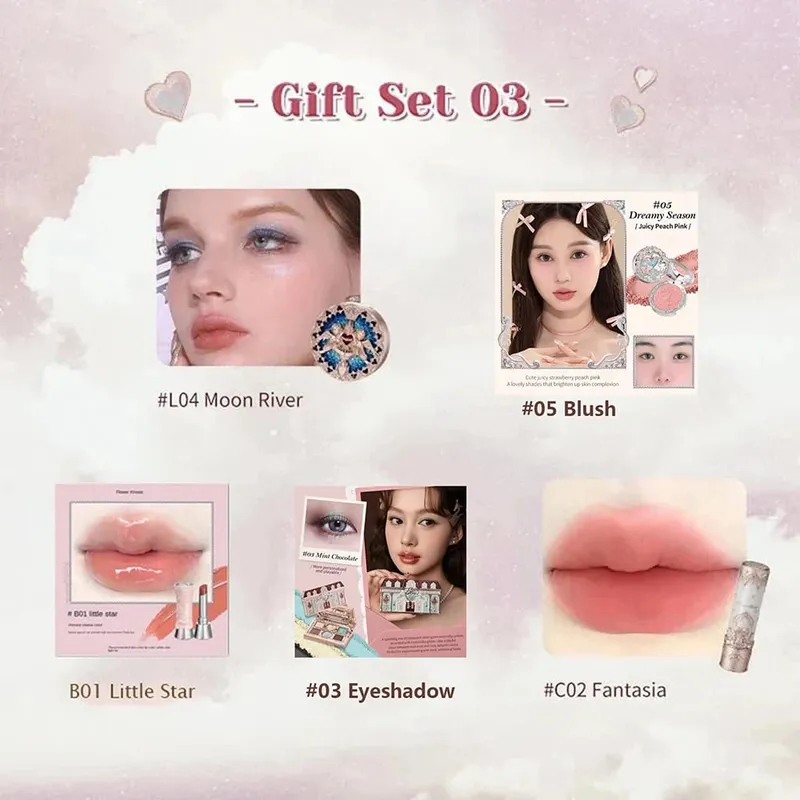 Flower Knows Makeup Kit Fuldt professionelt makeup gavesæt Mermaid Angel Highlight Swan Lipstick 5 dele sæt — image 5