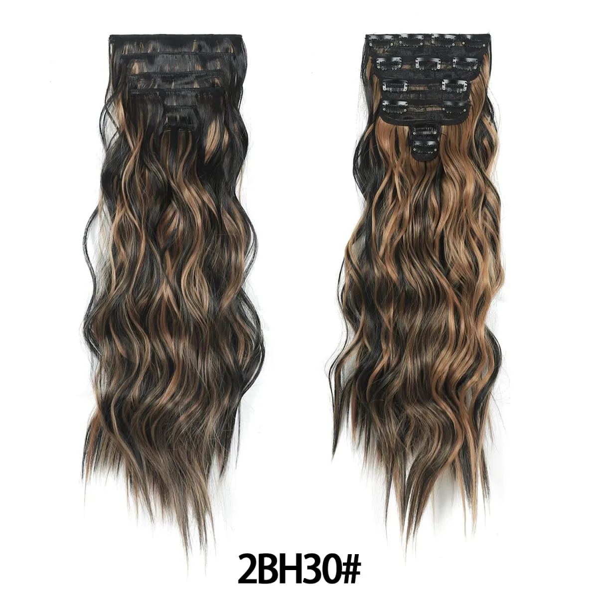 Clip in Hair Extensions 6PCS Thick Synthetic Hair Long Beach Waves hair Invisible Lace Weft Natural Soft Hairpieces for Women