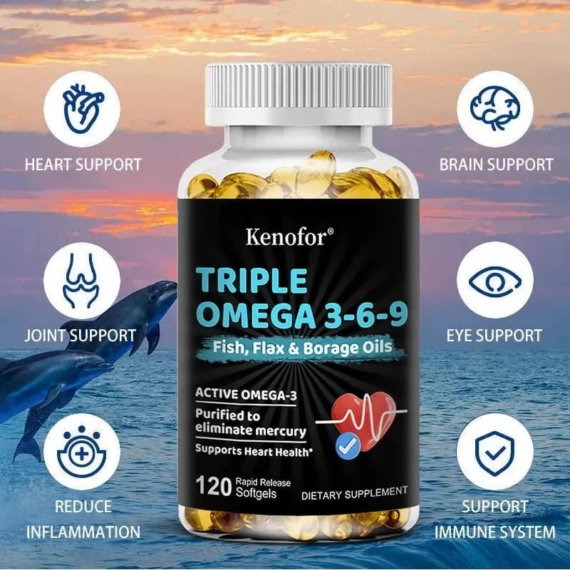Omega 3 6 9 Softgels Fish Flax Borage Oil Support Brain Focus Eye Comfort Joint & Cardiovascular Wellness Immune Balance — image 6