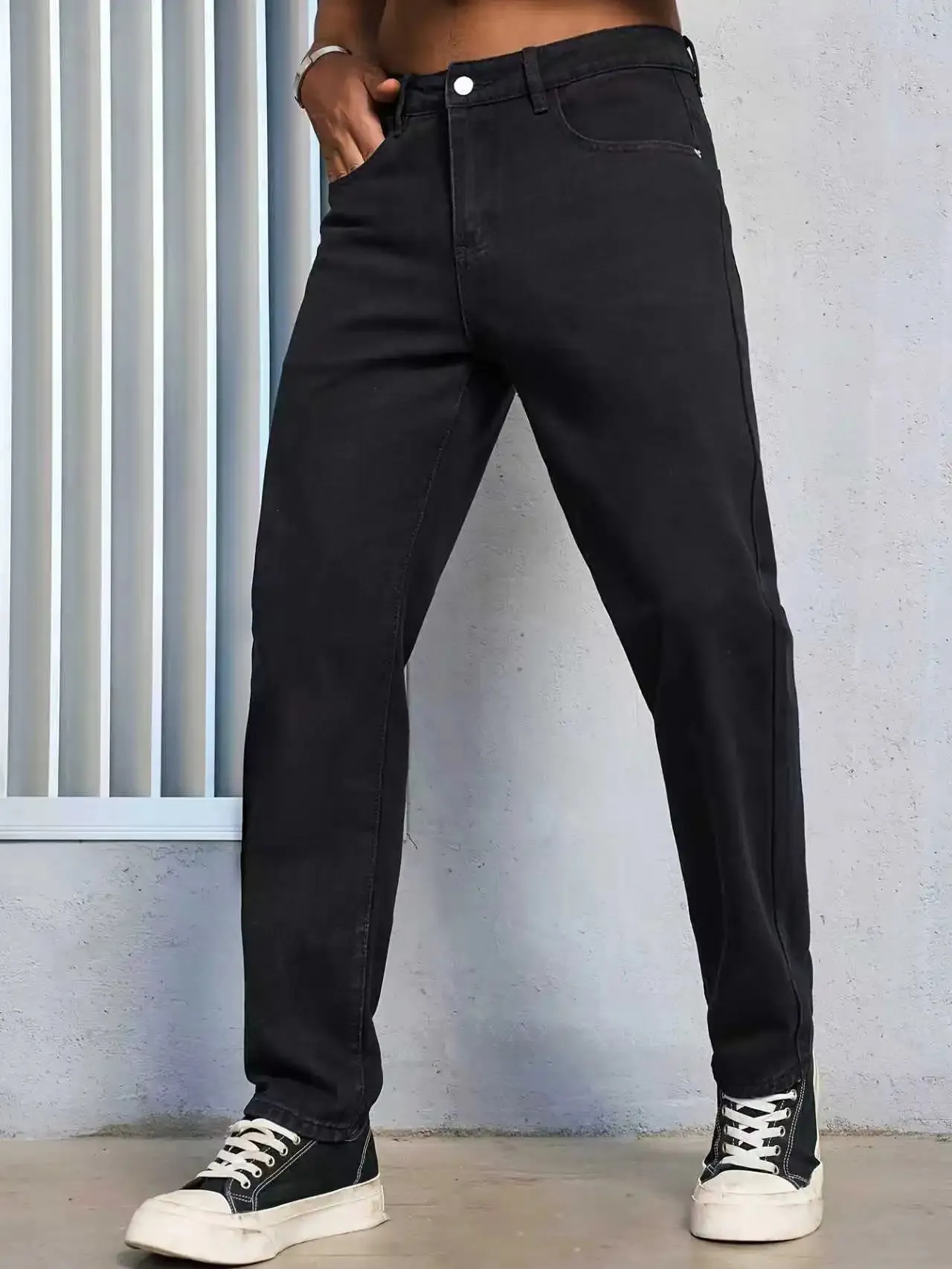 Men's Casual Solid Black Regular fit Jeans — image 4