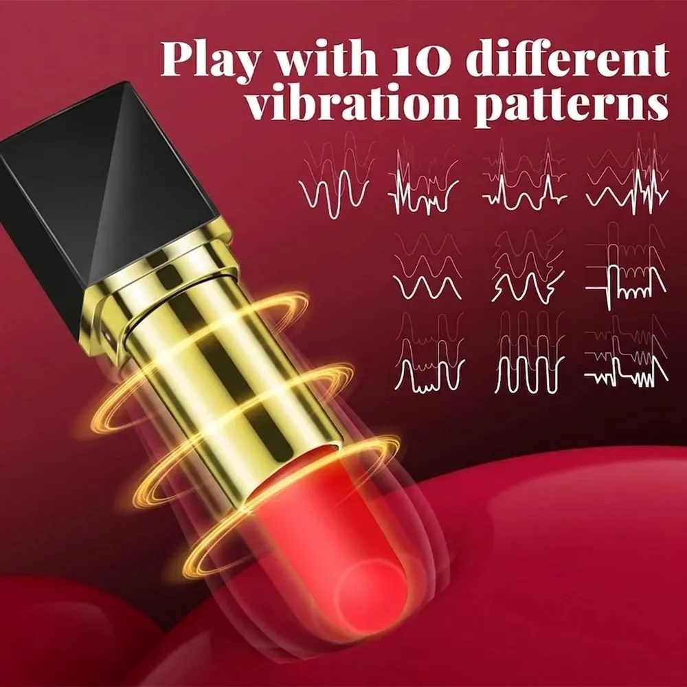 Women Mini Lipstick Vibrator Strong Shock Vibrating Nipple Clitoral Stimulator AV Wand Sex Toys for Couples Adults 18+ — image 3