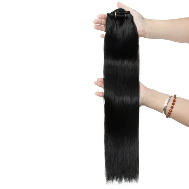 Women Lightweight Clip In Extensions 7Pcs Set Invisible PU Tape Weft Injected PU Natural Human Hair 12-24inch Adding Length Use