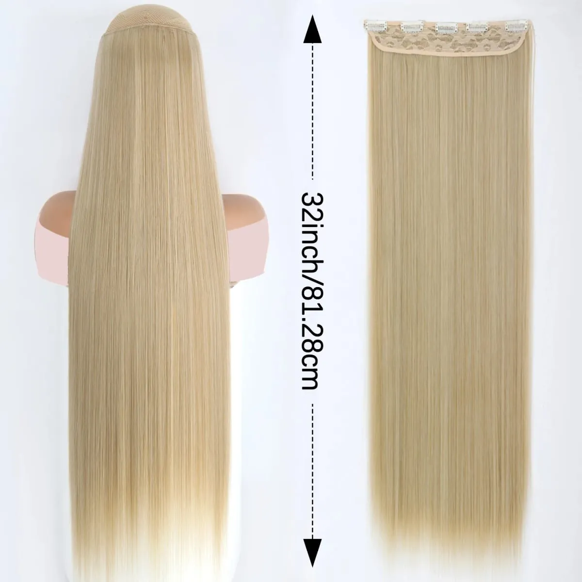 Synthetic Super Long Straight 5 Clip In Hair Extensions 32Inch One Piece Hairpiece for Women Multiple Colors Hair Extensions — image 4