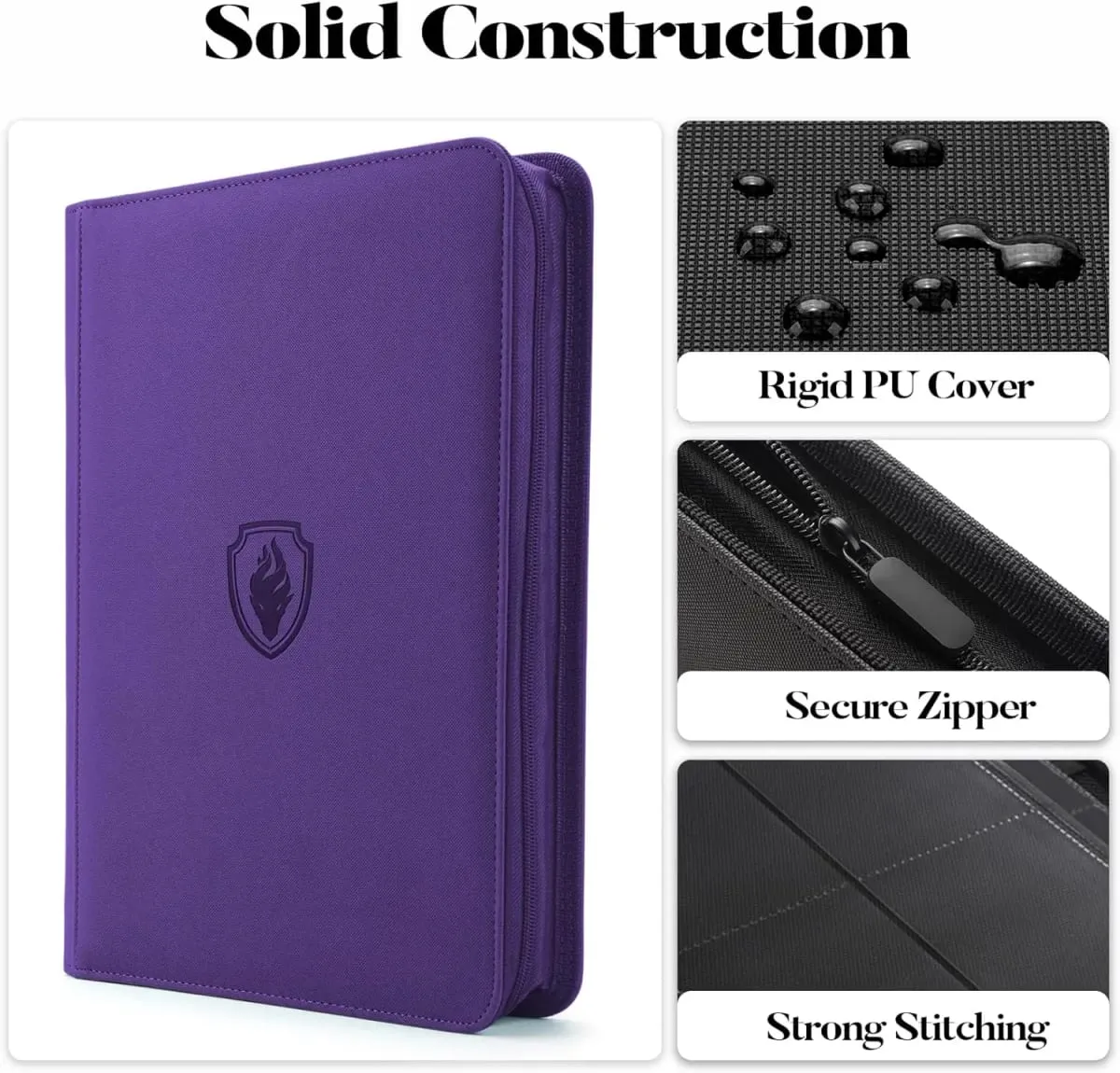 9 Pocket Zipper Card Binder 360 Trading Card Holder Book Premium PU Cover Zip Binder for Cards Durable Side Loading Card — image 3