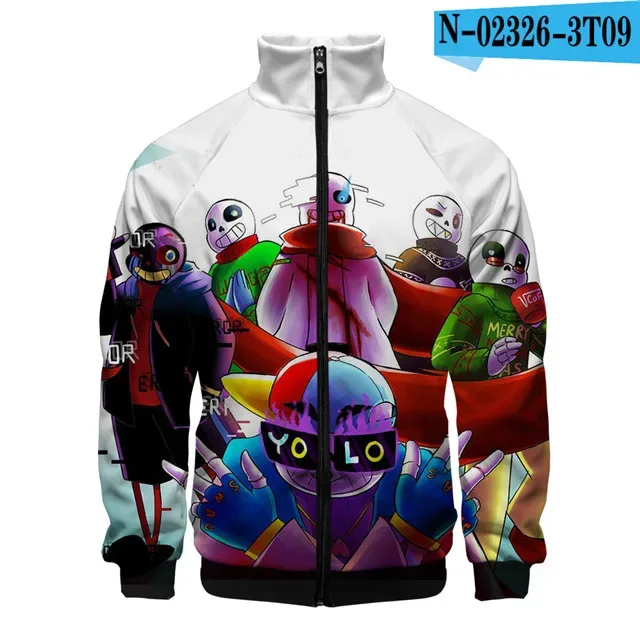 Luxury Popular Sans Undertale 3D Print Zipper Raglan Jacket Windbreaker Boys/Girls Comfortable Stand Collar Jackets Coats — image 39
