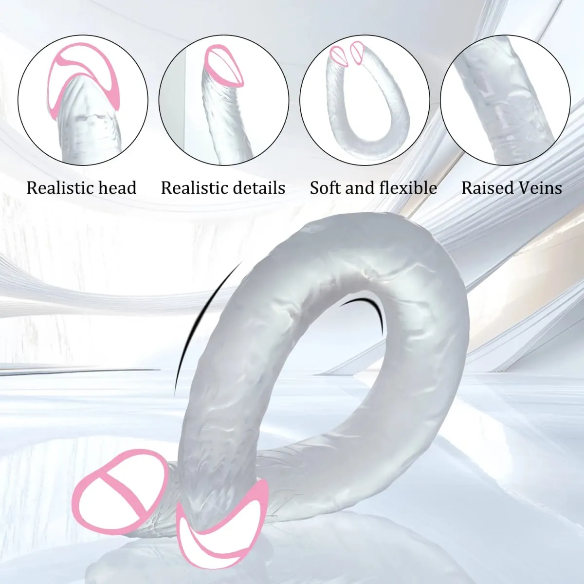 Long Double Ended Dildo Lesbian Tools Realistic Penis Female Masturbator Fake Dick Vaginal Anal Adult Sex Toys For Women Men — image 4