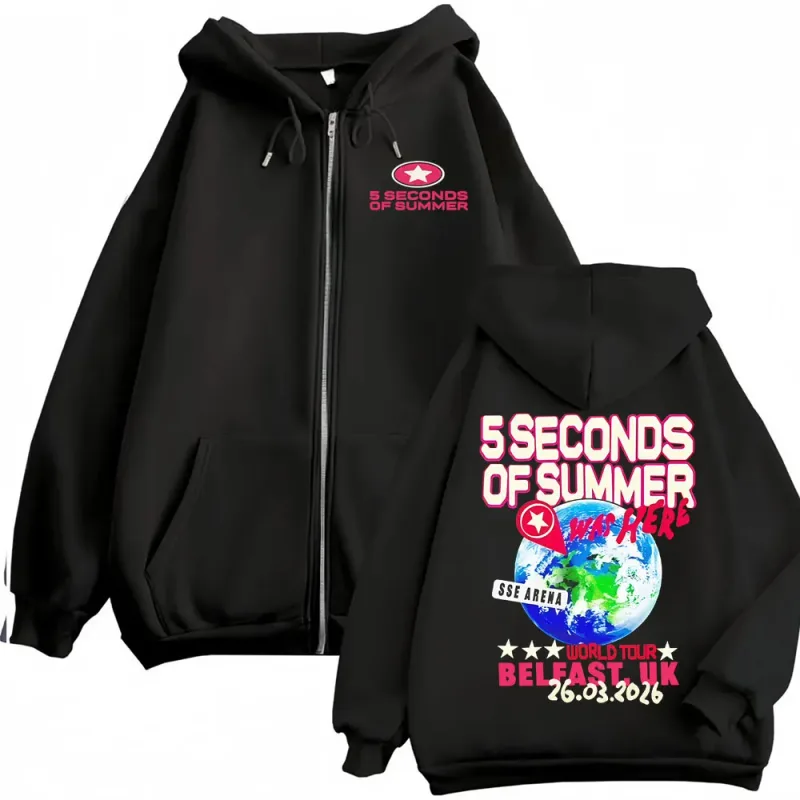 5 Seconds of Summer Everyone's A Star World Tour Zip Up Hoodies Men Women Harajuku Hip Hop Gothic Jacket Sweatshirt Hoodie Coats — image 9