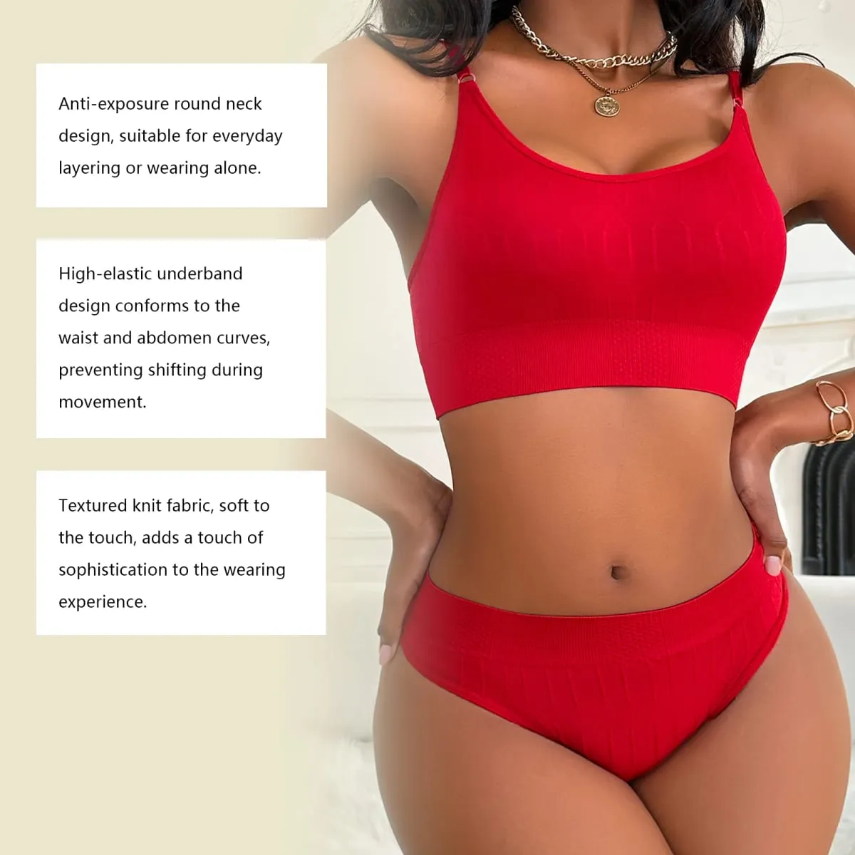 High Waist Thin Strap Lingerie Set Soft Push Up Comfortable Breathable Thin Strap Bra with Stylish High Waist Underwear — image 5