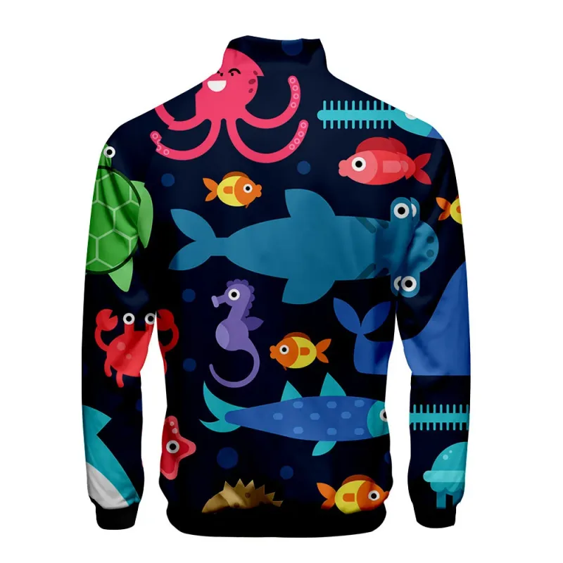 Popular Marine animals dolphin 3D Print Zipper Raglan Jacket Windbreaker Boys/Girls Comfortable Stand Collar Jackets Coats — image 14