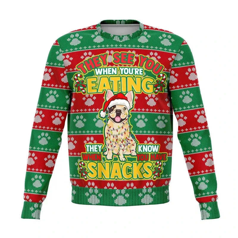 Colorful Dog Cat Pattern Ugly Christmas Sweater For Men 2026 New Year Festival Hoodie Women Merry Christmas Crew Neck Sweatshirt — image 12
