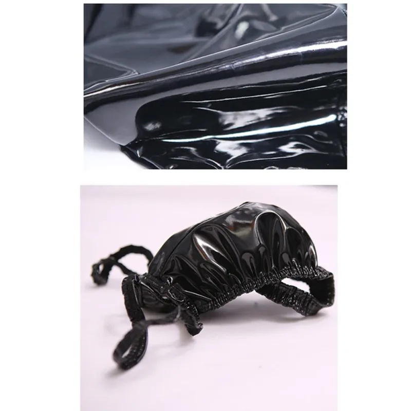 Latex Leather Thongs For Men Black Mens G-string Glossy Finish PU Polyester Spandex 15 PU 72 Polyester 13 Spandex — image 13