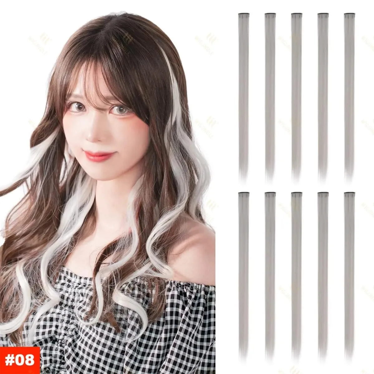 2026 Colored Highlight Hair Extensions 22 Inch Synthetic Rainbow Long Straight Hairpieces Purple Pink Blue for Women Girls Kids — image 10