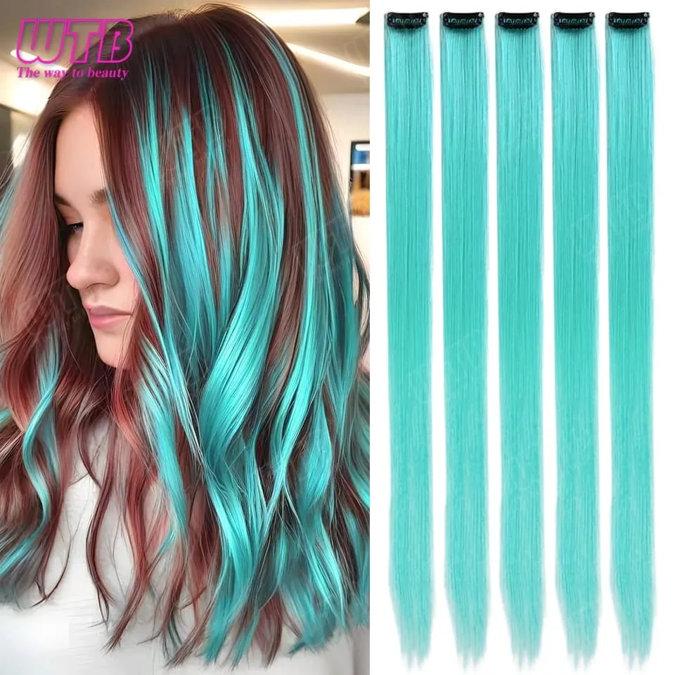 10 PCS Colored Synthetic Hair Extension Wigs for Women BB Clip Style Straight Hair Extension Wigs Suitable for Holiday Events — image 14
