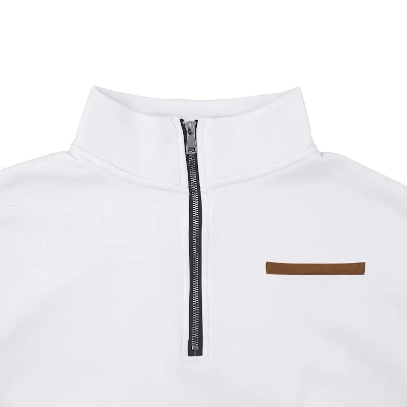 American autumn and winter heavy fleece long-sleeved men's sweater half zipper loose stand-up collar pullover men's sweater — image 4