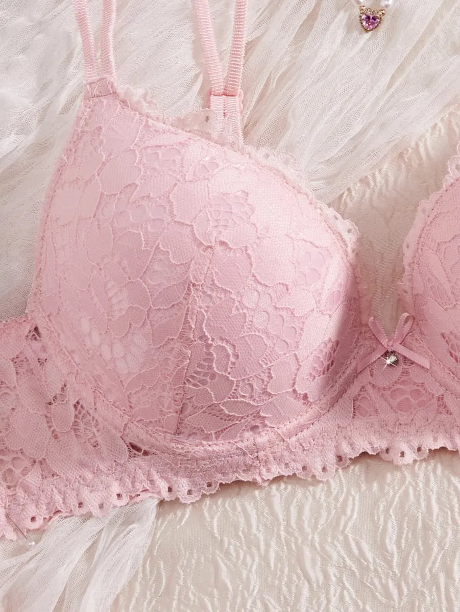 6-Piece Set Women's Bra and Panties Set Sexy Patterned Lace Patchwork No Lining Comfortable Fitting Women's Push-Up Bra Women's Underwear Set — image 5
