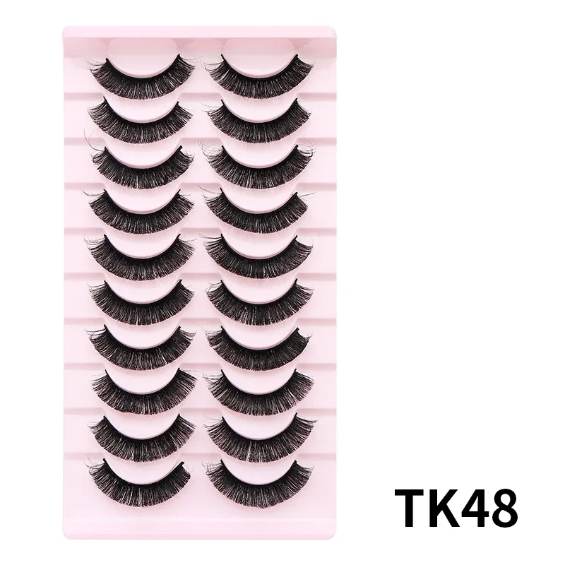 10 párů Russian DD Curl Bulk Fluffy Strip Lashes Přírodní měkké umělé řasy Opakovaně použitelné ručně vyrobené řasy pro každodenní a párty — image 14