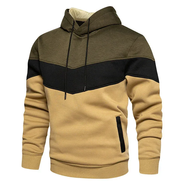Spring Autumn Fashion splicing Men's Hoodies long sleeve Casual Hoodies Sweatshirts pure color Sweatshirt men tops Pullover — image 10