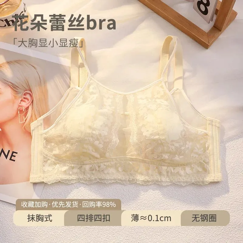 French Style Lace Strapless Bra For Women Large Bust Minimizer Slimmer Sexy Beautiful Back Comfort Lingerie Size 34-44 M-XXXXL — image 8