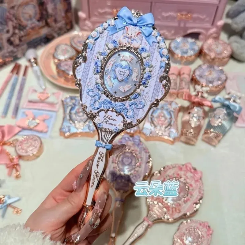 Flower Knows Handheld Makeup Mirror Midsummer Night Strawberry Cupid Bunny Garden Relief Pattern Limited Color Makeup Tool Kit — image 12