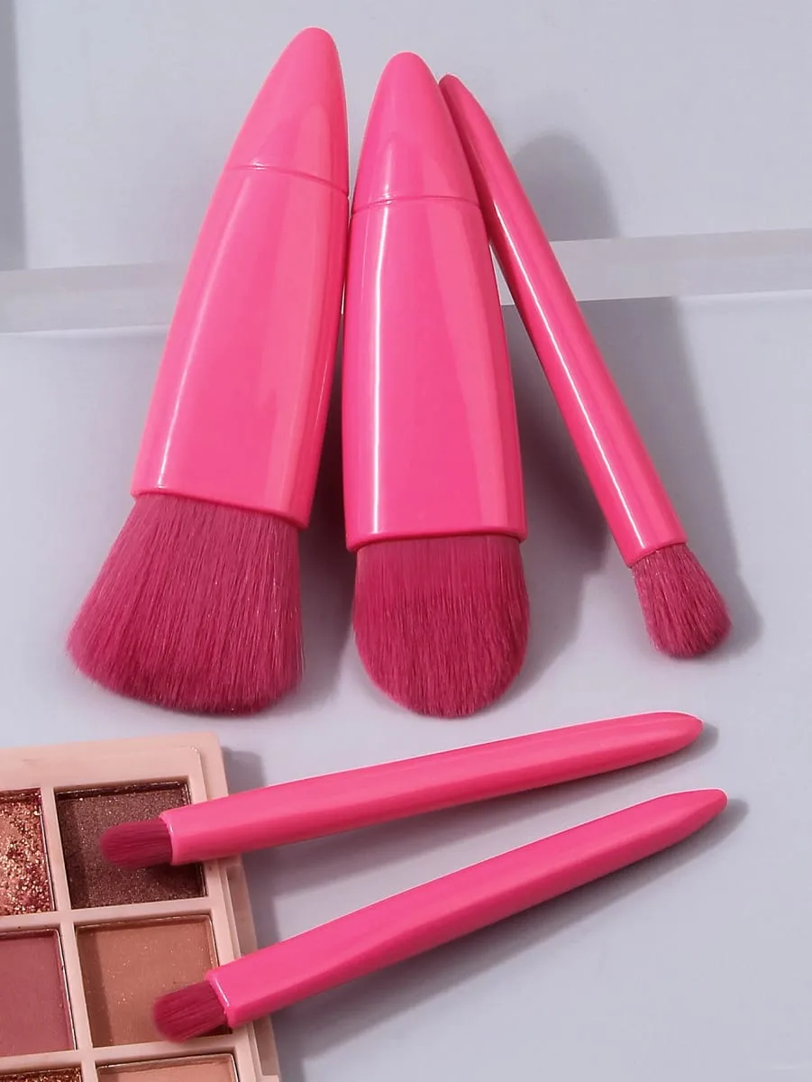5pcs Travel Size Makeup Brushes Set Mini Makeup Brushes Small Complete Function Cosmetic Brushes Kit With Case And Mirror — image 3