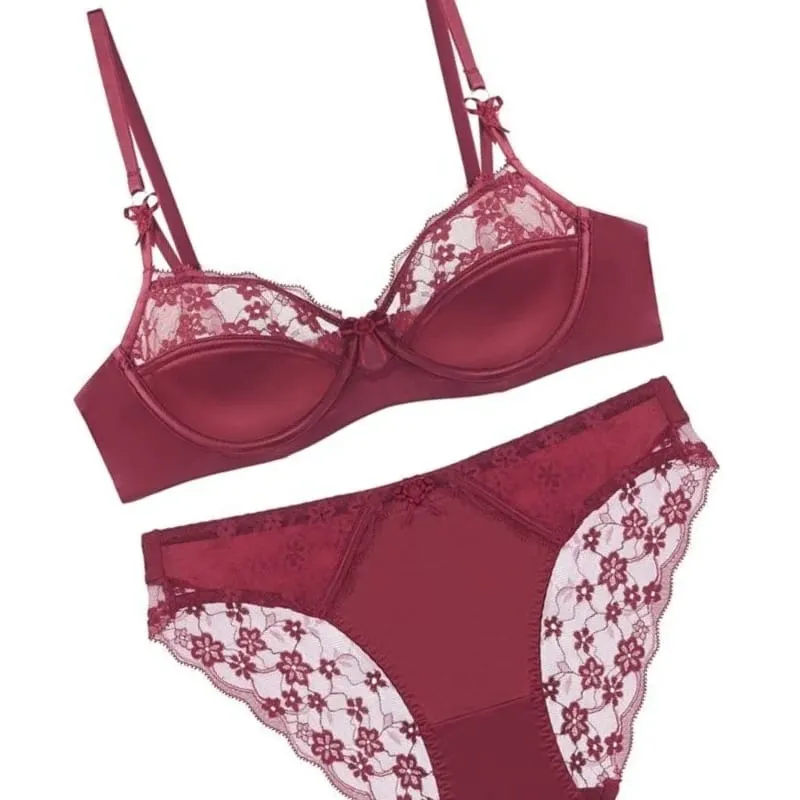 Ensemble de soutien-gorge français en dentelle pour femmes, demi-tasse fine, minimiseur pour gros buste, Push Up, Anti-affaissement, soutien latéral, confortable, ensemble de Lingerie quotidienne Sexy — image 2