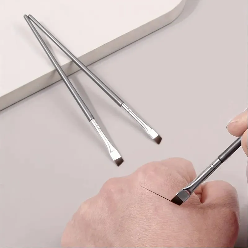 3 Silver Superfine Eyeliner Brushes Soft Brush Eyebrow Brush Portable Multi-Function Makeup Tools — image 6