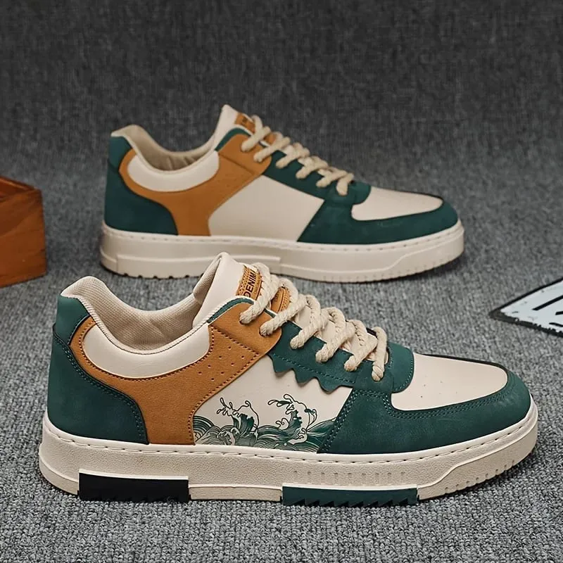 Men's Casual Leather Sneakers Waterproof Vulcanized Shoes Men Comforthable Spring Sneakers Men Casual Shoes Plus Size — image 4