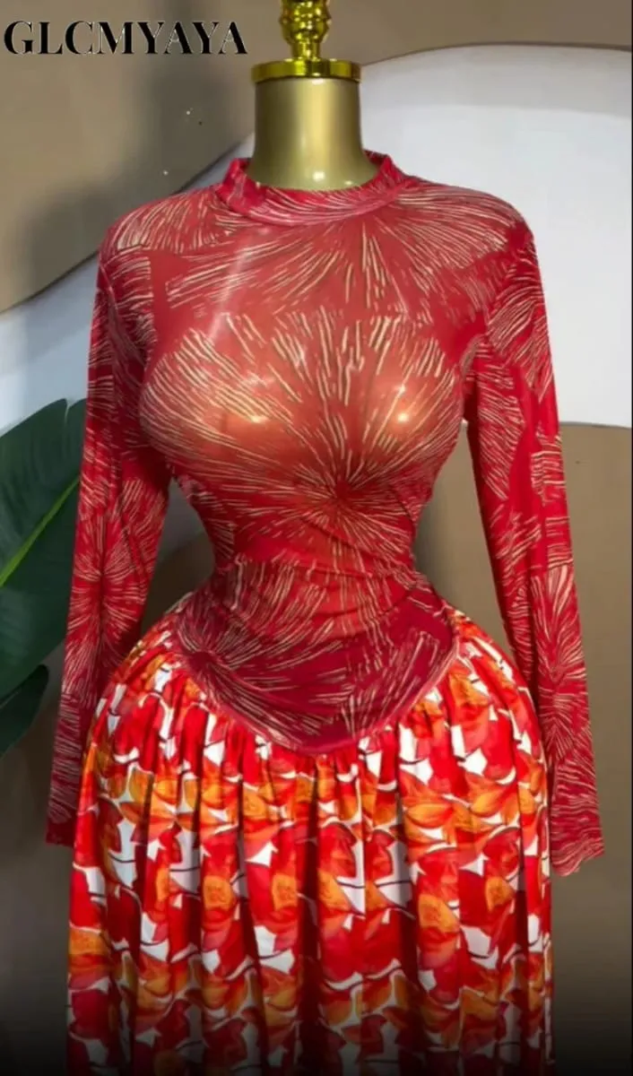 CM.YAYA Women leaf Print patchwork smock Midi A-line Long Maxi Dress 2026 Elegant Evening Birthday Party Dresses Trendy Vestidos