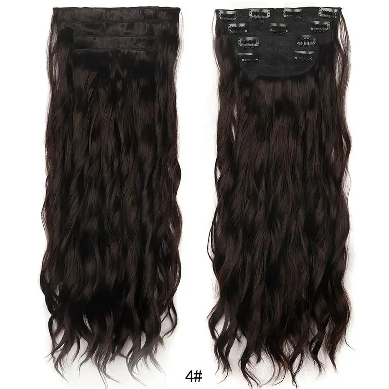 Jeedou Clip in Hair Extensions 4Piece/Set Synthetic Long Wavy Thick Hair Bouncy Curly Full Head Hairpiece Natural Looking — image 16