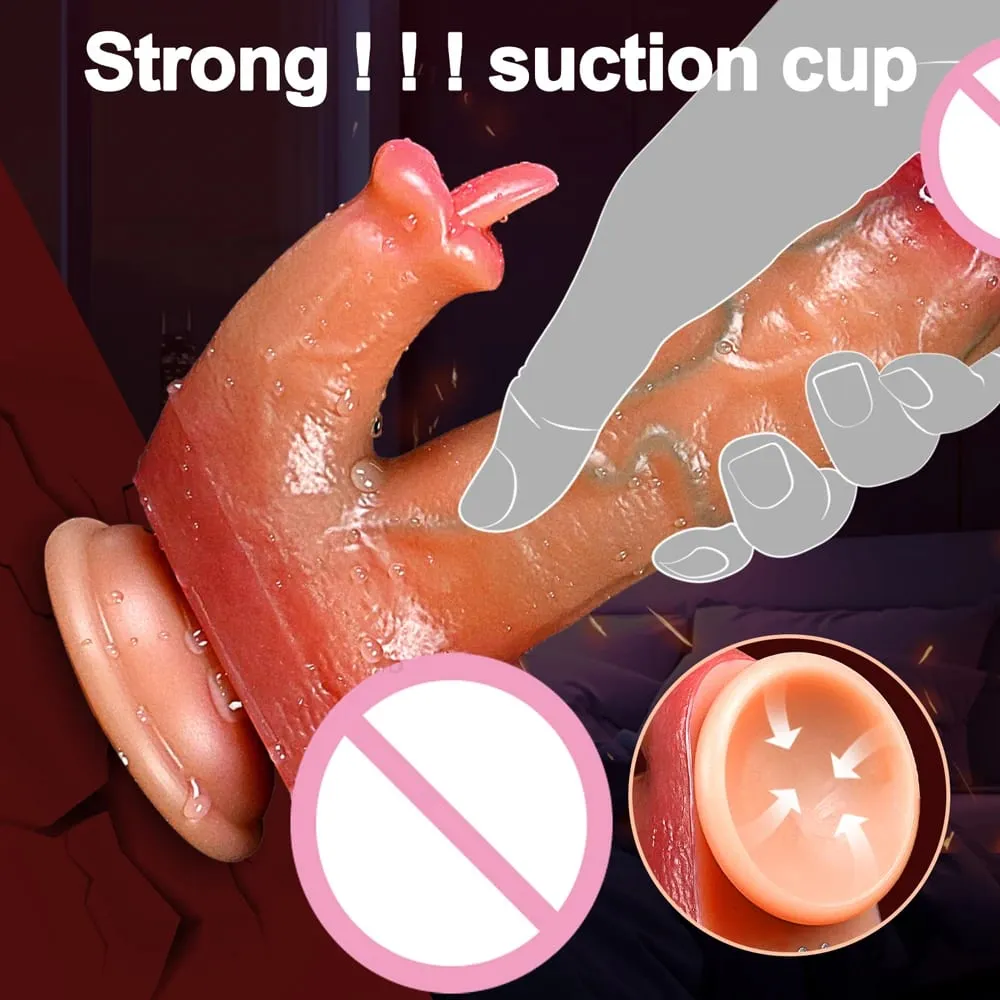 Thrusting Dildo Realistic Dildo Tongue Licking Clitoral Stimulator Sex Toy Vibrator Vagina Anal G-Spot Massager for Women Couple