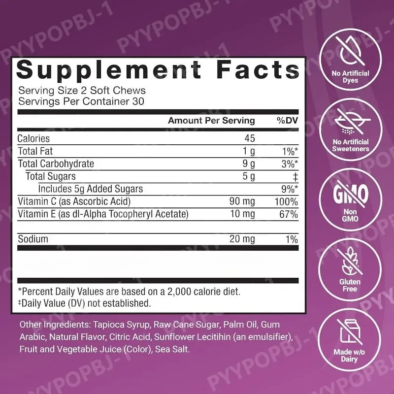 Hair Vitamin Gummies with Biotin Vitamin C E Daily Hair Care Support Nutritional Supplement Berry Flavor 60 Pieces — image 7