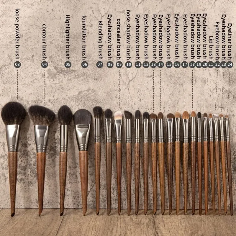 22pcs Goat Hair Makeup Brushes Set: Eyeshadow Brush Foundation Powder Brush Contour Blush Brush Cosmetic Makeup Tools — image 4