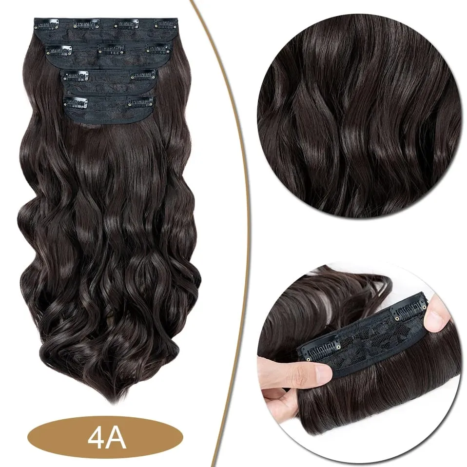 S-noilite Synthetic Hair 22inch Clips In Hair Extensions Long Wavy Clip In Hair Thick Double Weft 4Pcs/set Hairpieces For Women — image 9