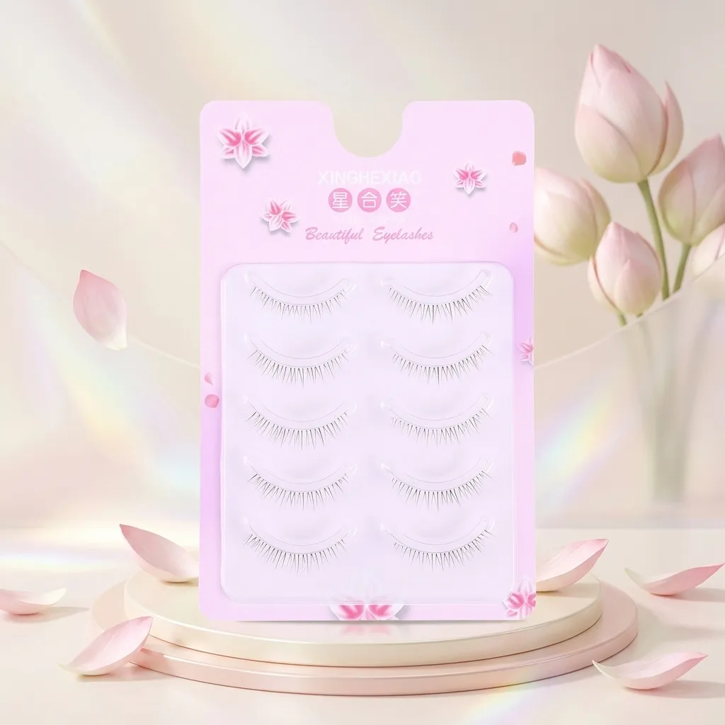 5pairs Clear Band Lower False Eyelashes Natural-look Lashes For Daily Makeup Invisible C Curl Synthetic Fiber Beauty Eye Tool — image 5
