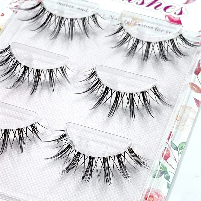 HBZGTLAD3pairsTransparent Terrier Simulation Eye Tail with Long Air Eyelashes Pairs Natural 3D Mink False Eyelashes Makeup Fake — image 7