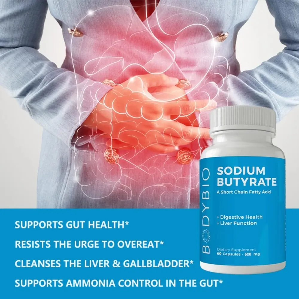 Sodium Butyrate Supplement Capsules for Digestion Health Supportloat Gas & Constipation Relief 120 Capsules — image 3