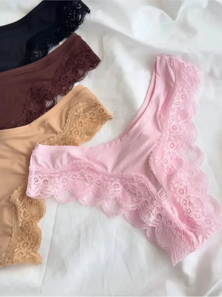 Solid Lace Thin Underwear Sets Women Slim Lift Comfortable Minimalist Without Steel Ring Bra Suit Sweet Y2K Sport Bras and Panty — image 5