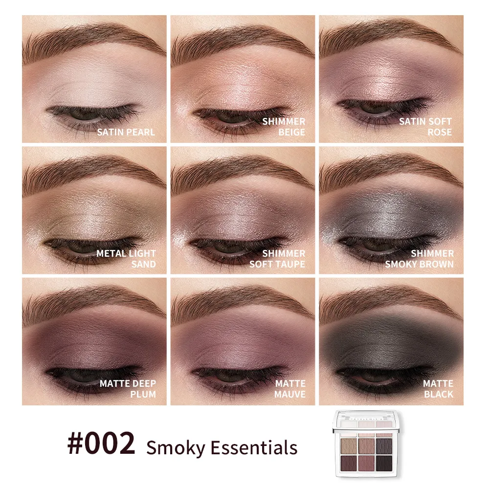 9 Shade Eyeshadow Palette Black Swan Smoky with 3 Brushes Waterproof Matte Highlighter for Halloween Eye Makeup — image 4