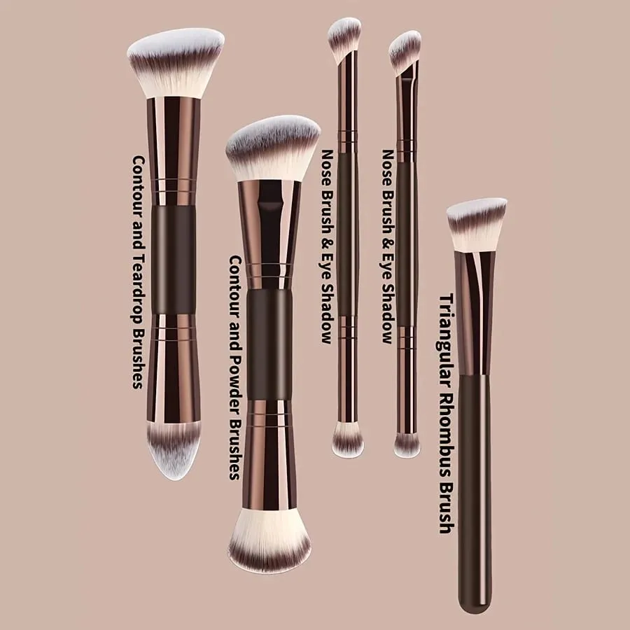 5pcs Jumbo Soft Makeup Brush Set Synthetic Bristles Non-Irritating Face Powder Rouge Eyeshadow Brush Complete Set Starter Afford